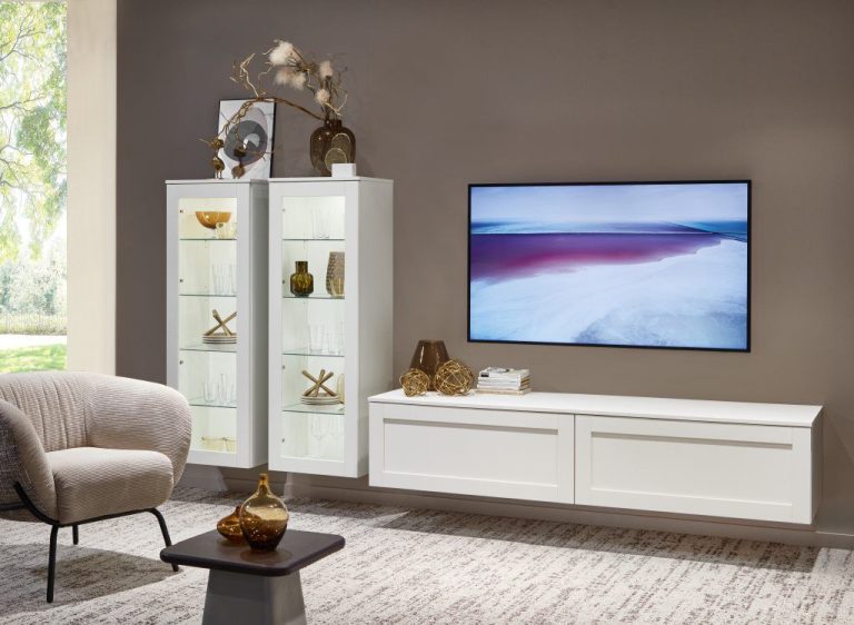 White display cabinet and low TV unit